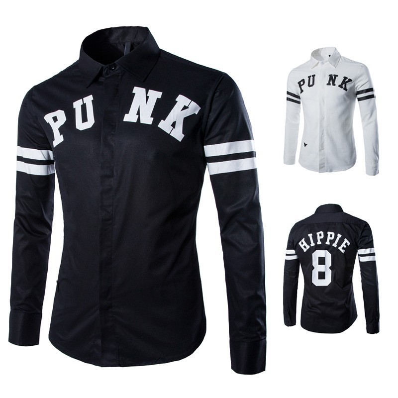 Mens Long Sleeved Black And White Shirts