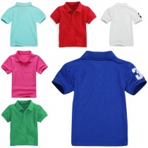 Boys Classic Solid Color Polo T- Shirts 