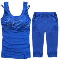 Womens Polyester Floral Sleeveless Fitness Sets