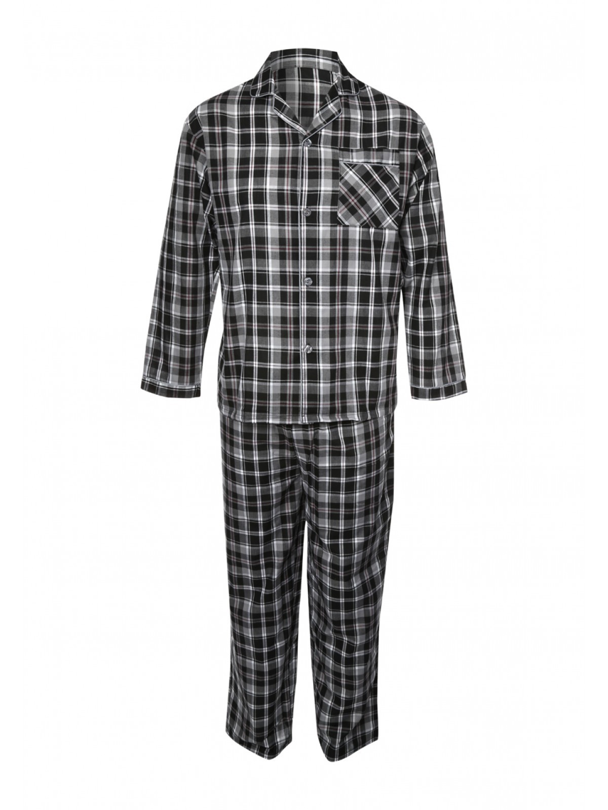Mens Black Check Pajama Set