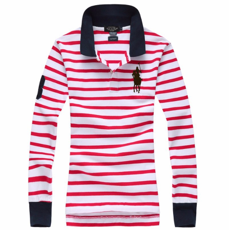 High Quality Casual Stripe Womens Polo Tshirts  