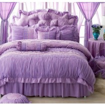 100% Cotton Royal Lace Edge Ruffled Comforter Sets - 1