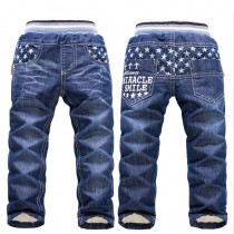 Boys Geometric Pattern Warm Jeans