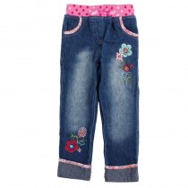 Girls New Fashion Printed Flower Jeans