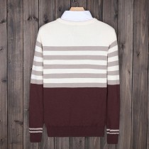 Mens Autumn Striped Slim Casual Sweaters 
