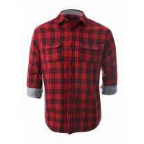 100 % Cotton Casual Red Black Check Shirt